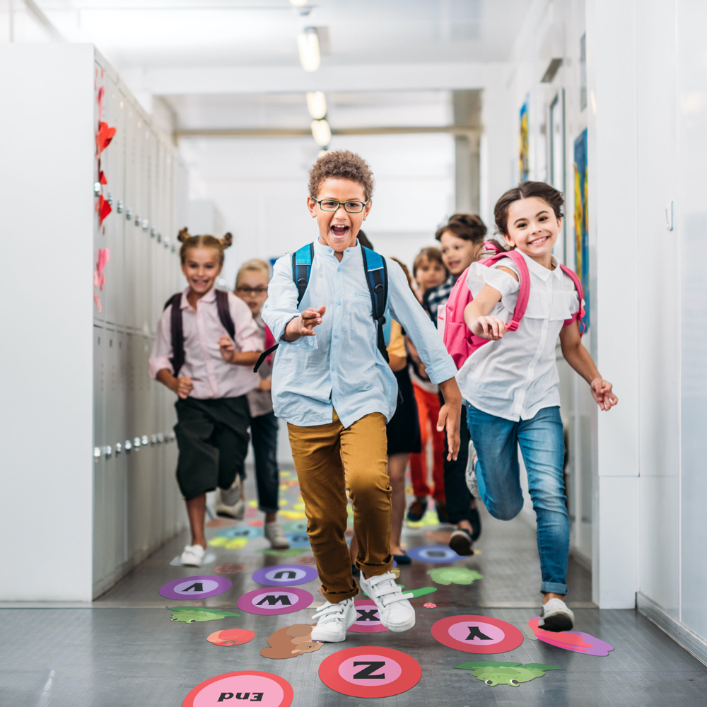 hallway kids running